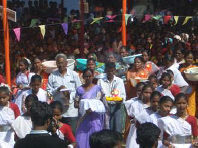 The offering of the gifts during Holy Mass