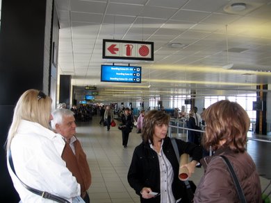 Manny, Winnie and Gracinda at airport on route to Durban.