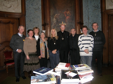 The organizers and speakers of the event at the residence of Bishop Andre-Mutien Leonard.