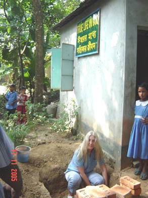 Laying the first bricks for the much-needed extension.  The construction is generously donated and managed by TLIG Dhaka