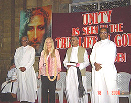 Vassula and clergy after the meeting