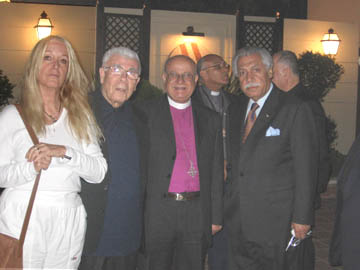 Vassula with Archbishop Boutros Mouallem, Bishop of Galilee, Archbishop Riah Abu El-Assal, Episcopal Church of Jerusalem and the Middle East, and Mr. Akel Biltaji, Advisor to the King Abdullah of Jordan