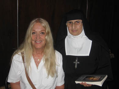 Vassula with a Consecrated Religious who was helping with the event 