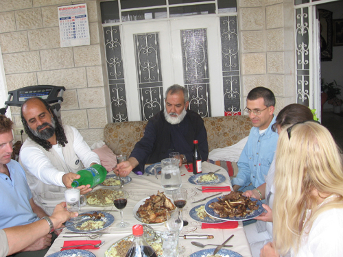Vassula at Father Spyridon’s house having lunch in Bethlehem