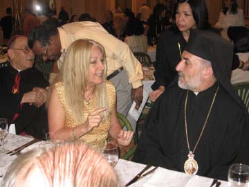 Bishop Battika with Vassula at dinner, Syria